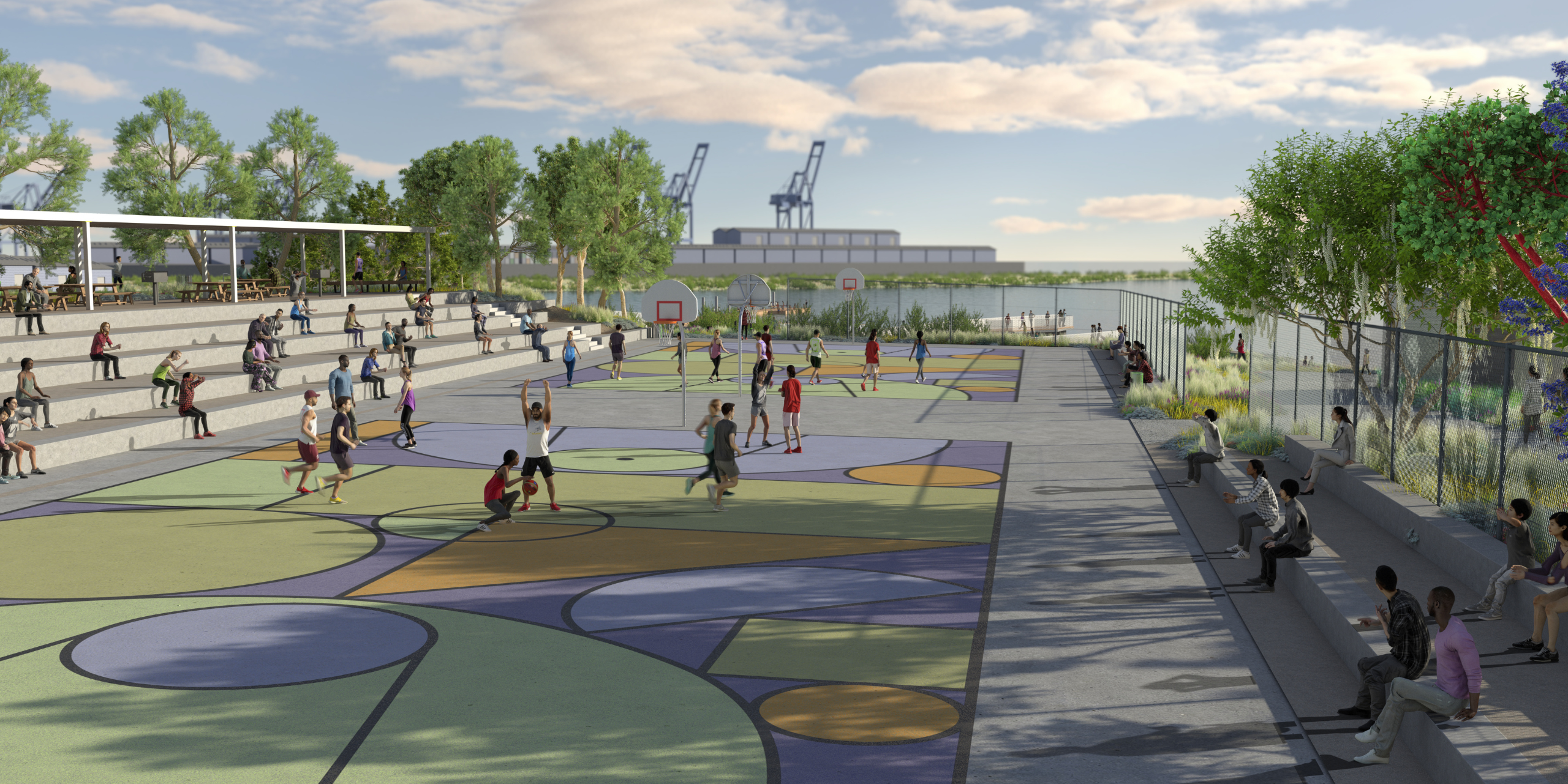 New basketball court rendering at India Basin Waterfront Park